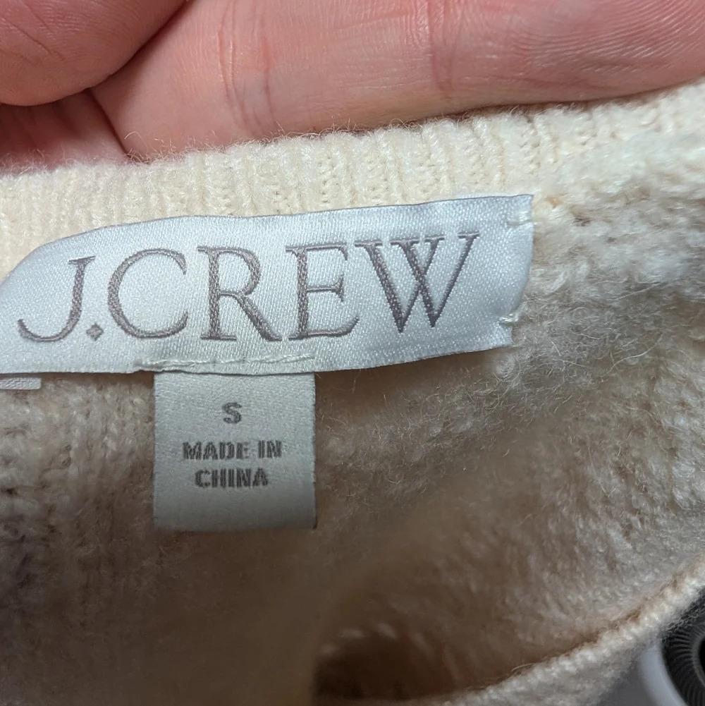 J.Crew Cream Cable Knit Puff Sleeve Sweater Small